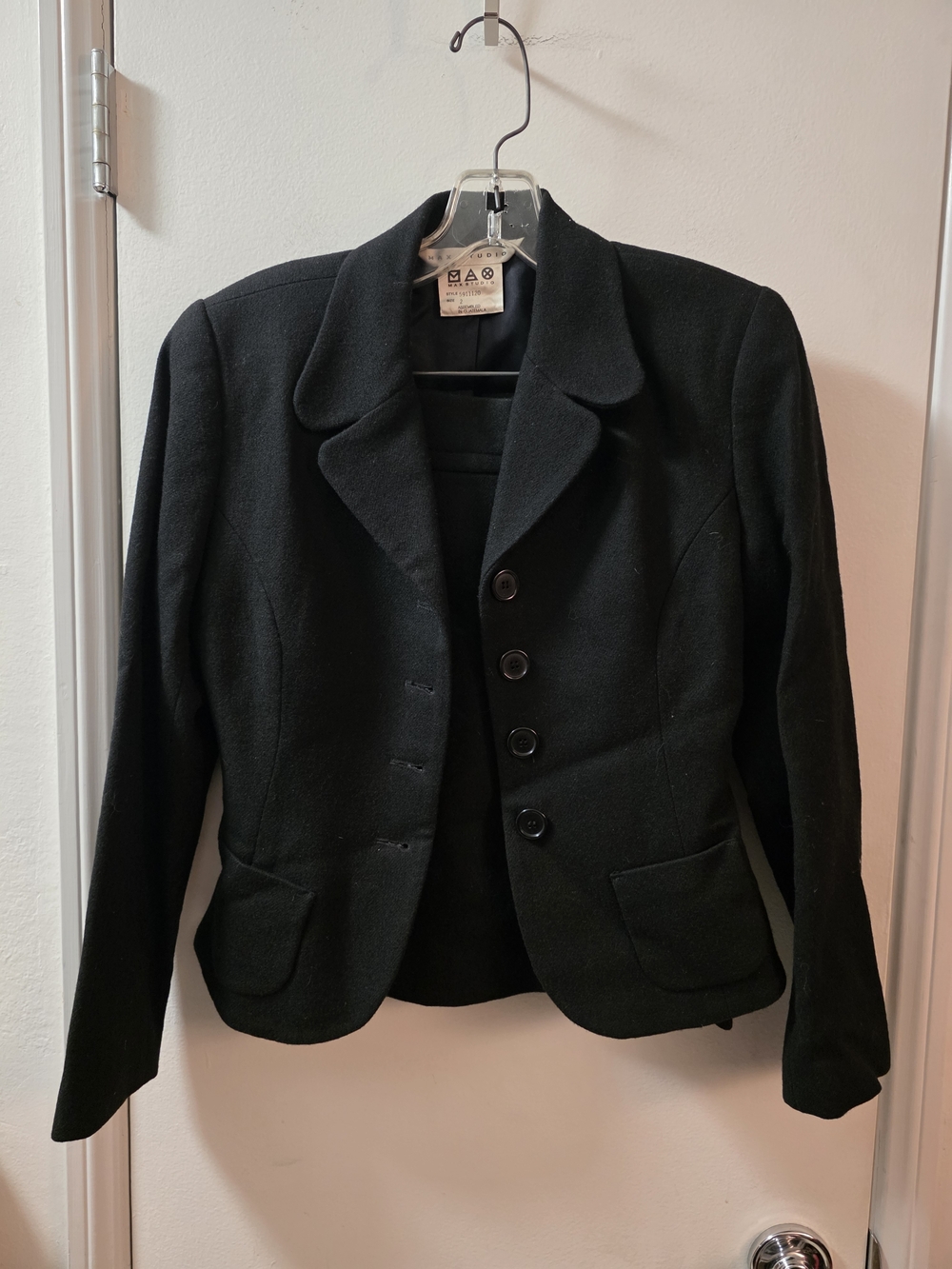 Max Studio Ba&sh Black Womens Tailored Wool-Blend Blazer Jacket